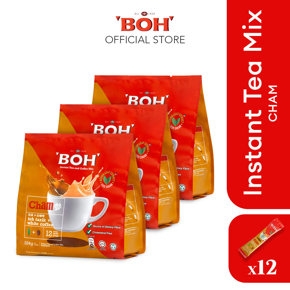 BOH Tea Cham - Trà sữa + Cà phê trắng (12's)